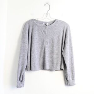 Abound knit oversized cropped top loose fit soft large grey cozy stretch lounge